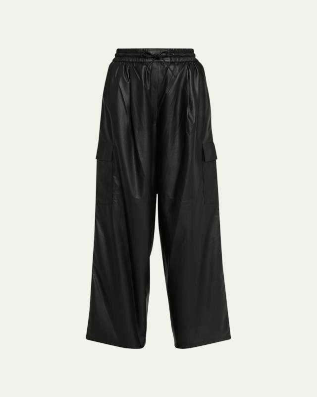 Nappa Lambskin Leather Cargo Pants