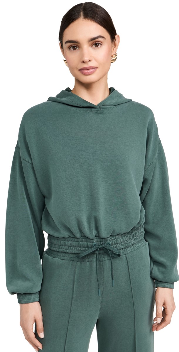 Sweaty Betty Sand Wash Cloudweight Crop Hoodie Trek Green