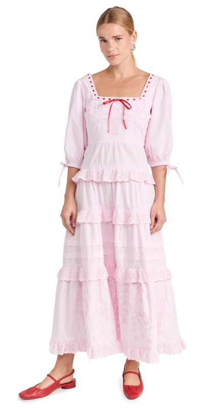 Damson Madder Rebecca Bow Back Dress Pink