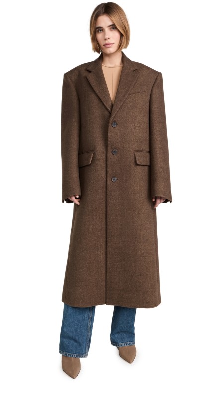 WARDROBE. NYC Single Breasted Coat Brown