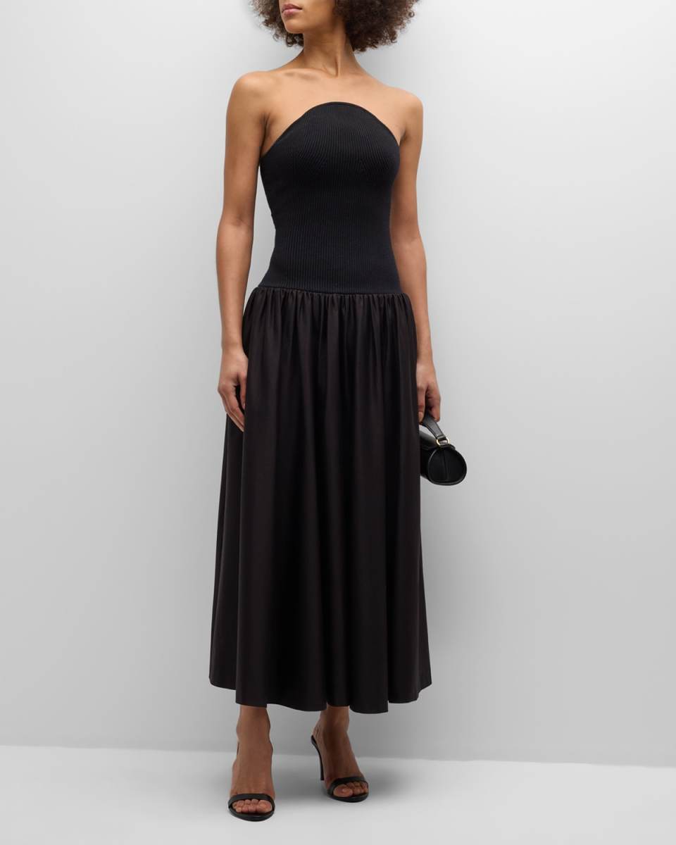 Kamali Strapless Combo Knit Midi Dress