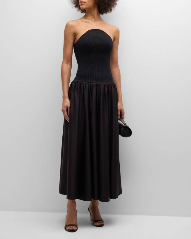 Kamali Strapless Combo Knit Midi Dress
