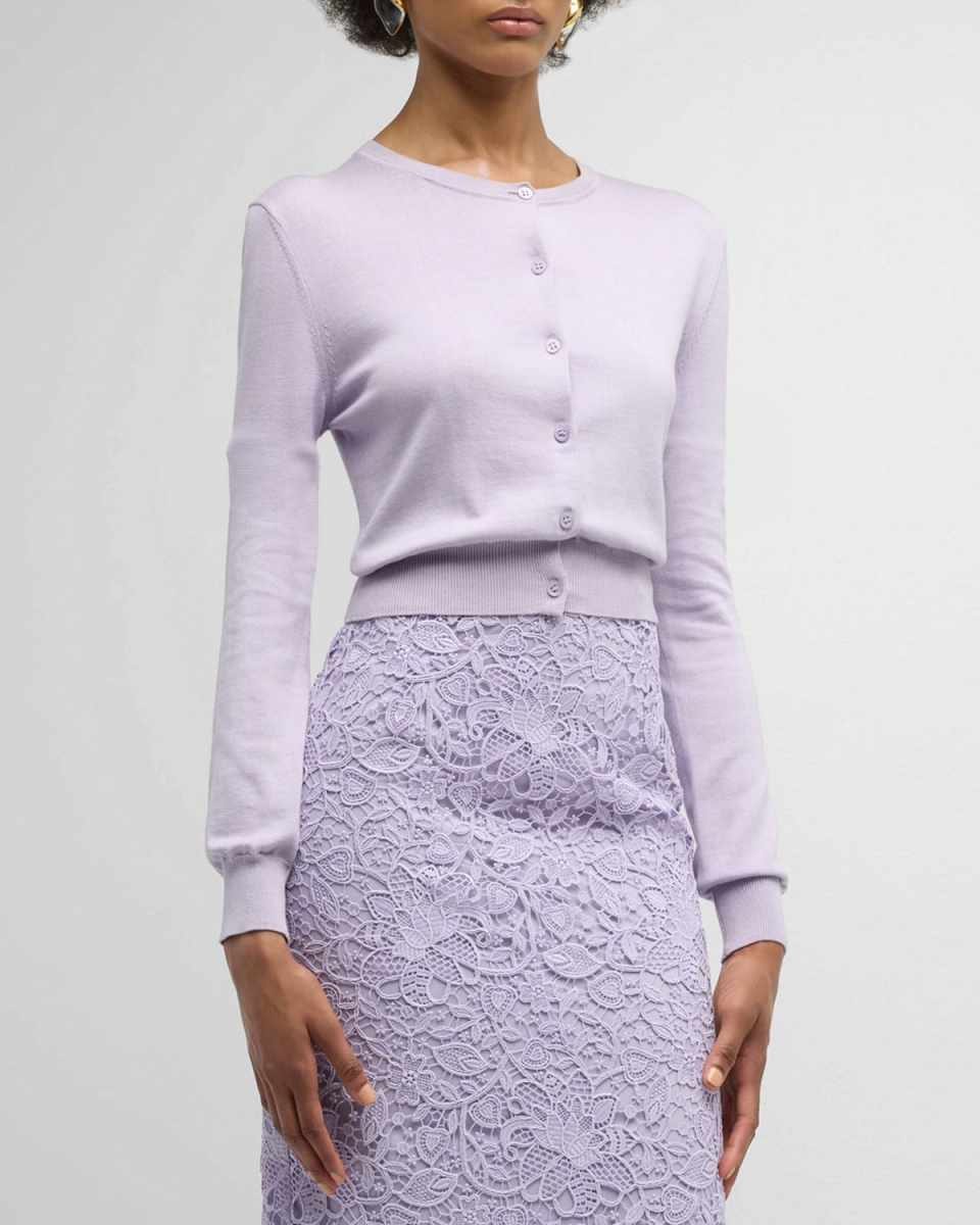 Long-Sleeve Crewneck Crop Cardigan