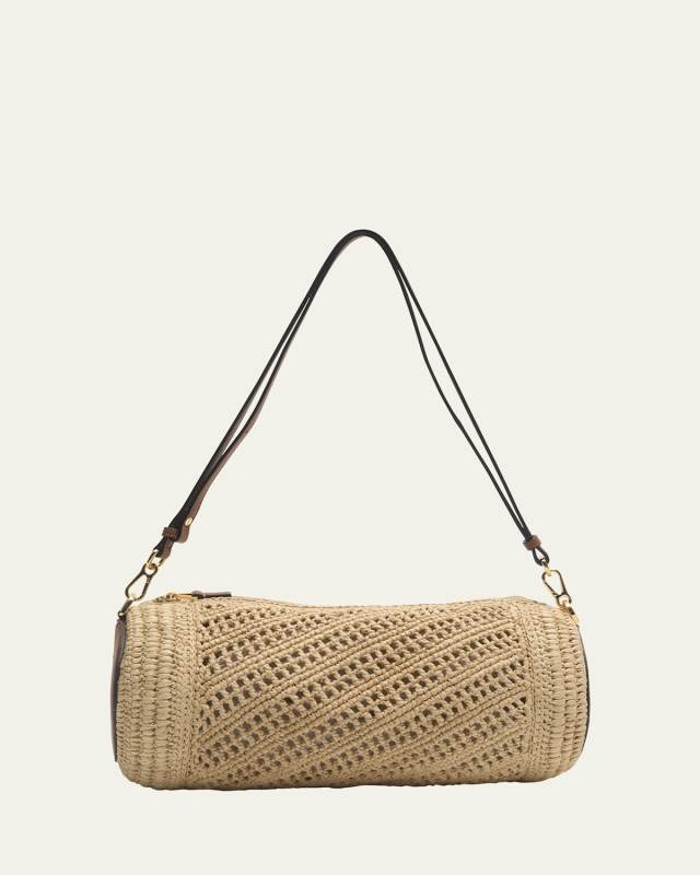 x Paula's Ibiza Bracelet Pouch in Raffia with Leather Strap