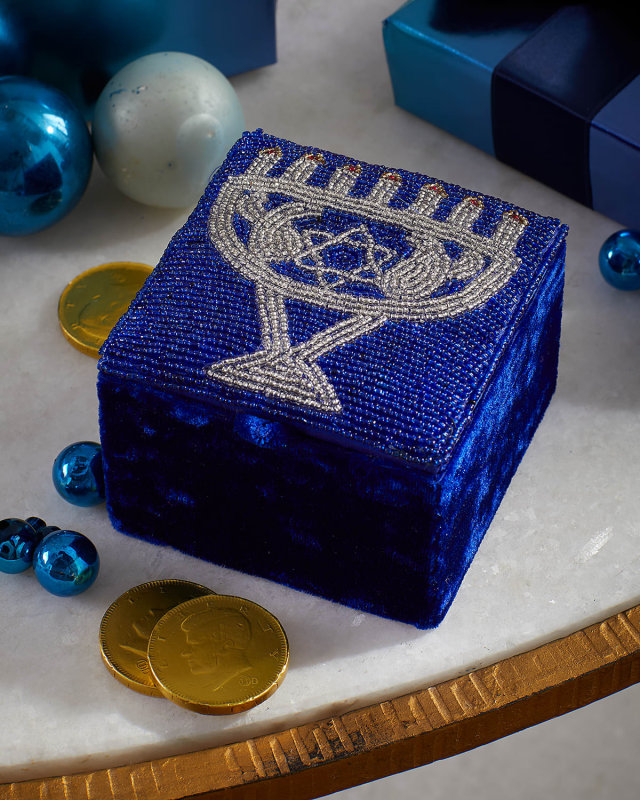 Beaded Menorah Jewelry Box
