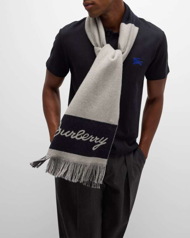 Men's Cashmere Football Logo Scarf