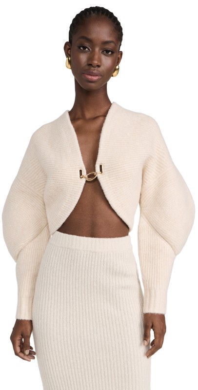 Cult Gaia Devin Knit Cardigan Off White Melange