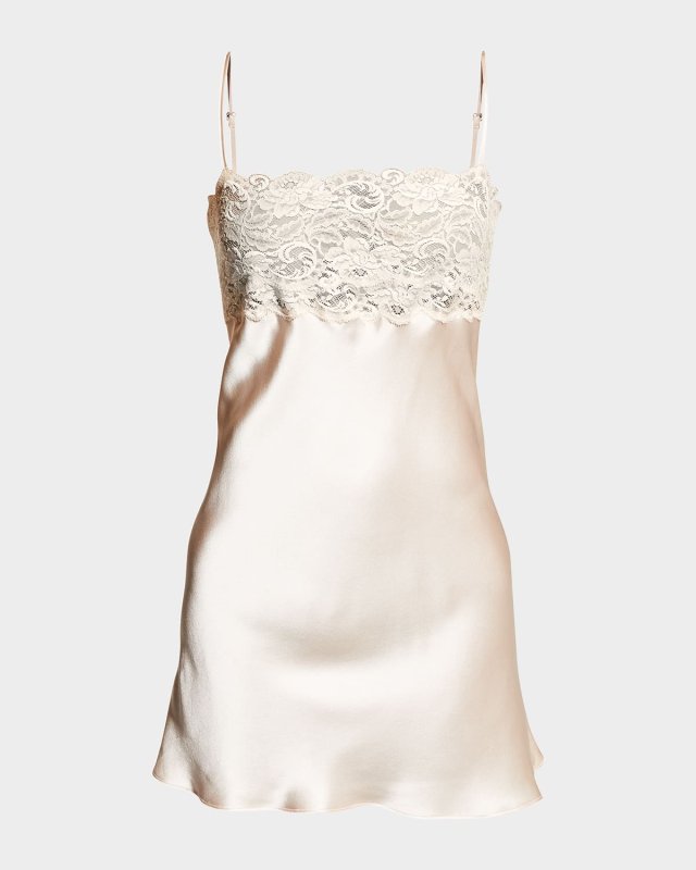 Bijoux Lace-Trim Silk Chemis