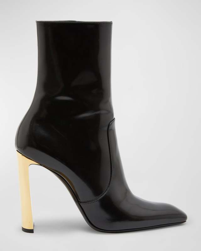 Auteuil Leather Metal-Heel Booties