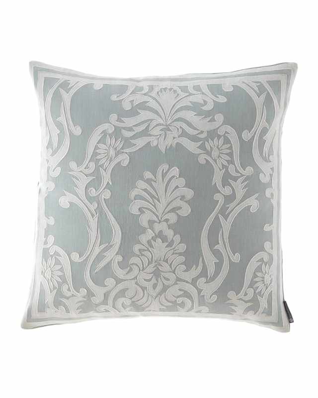 Louie Sqaure Pillow Spa Linen / White Linen Appliqué 22X22