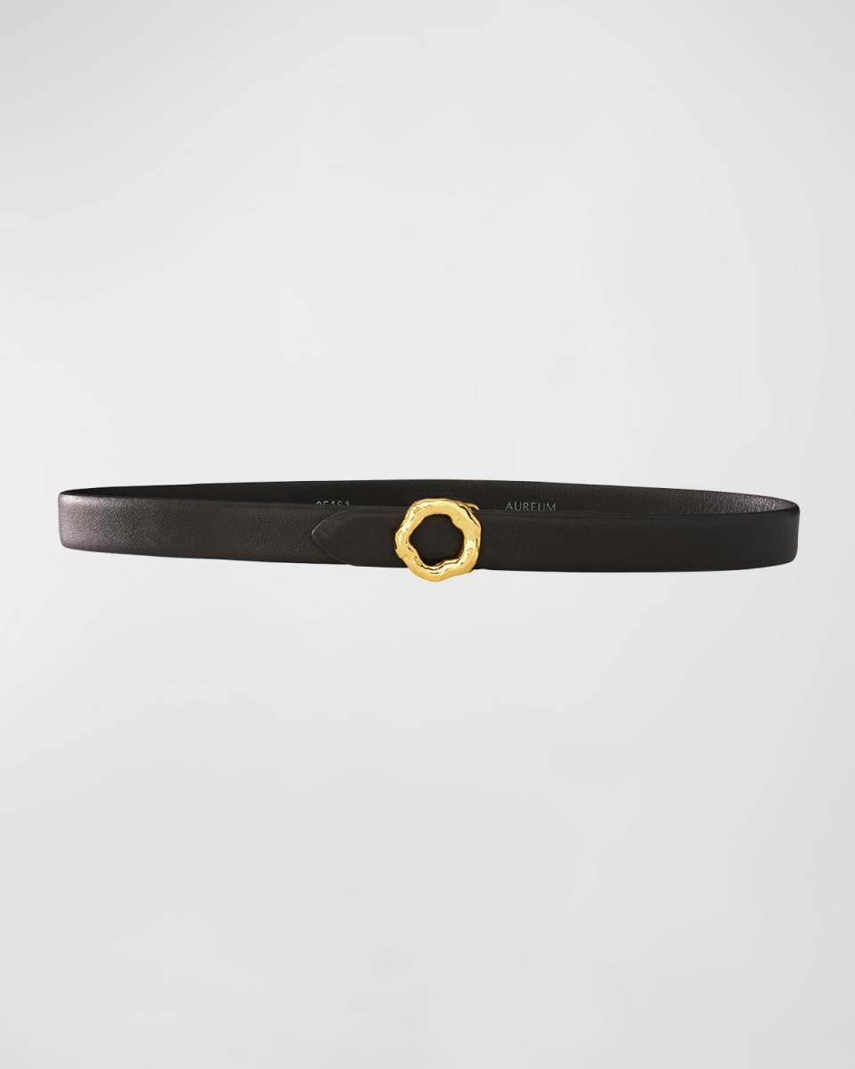 No. 1 Leather Belt With Abstract Buckle