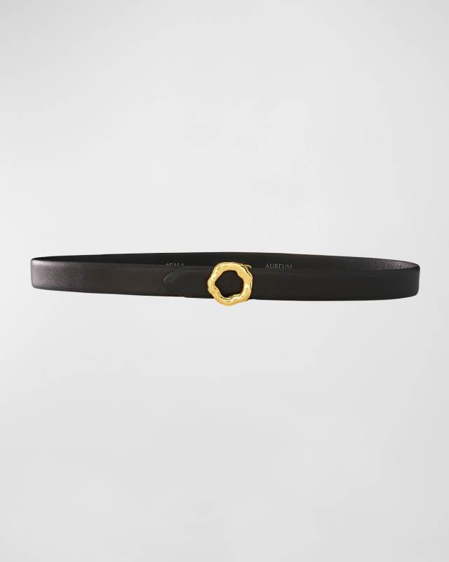 No. 1 Leather Belt With Abstract Buckle