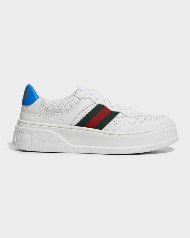 Signature Web Low-Cut Leather Sneakers