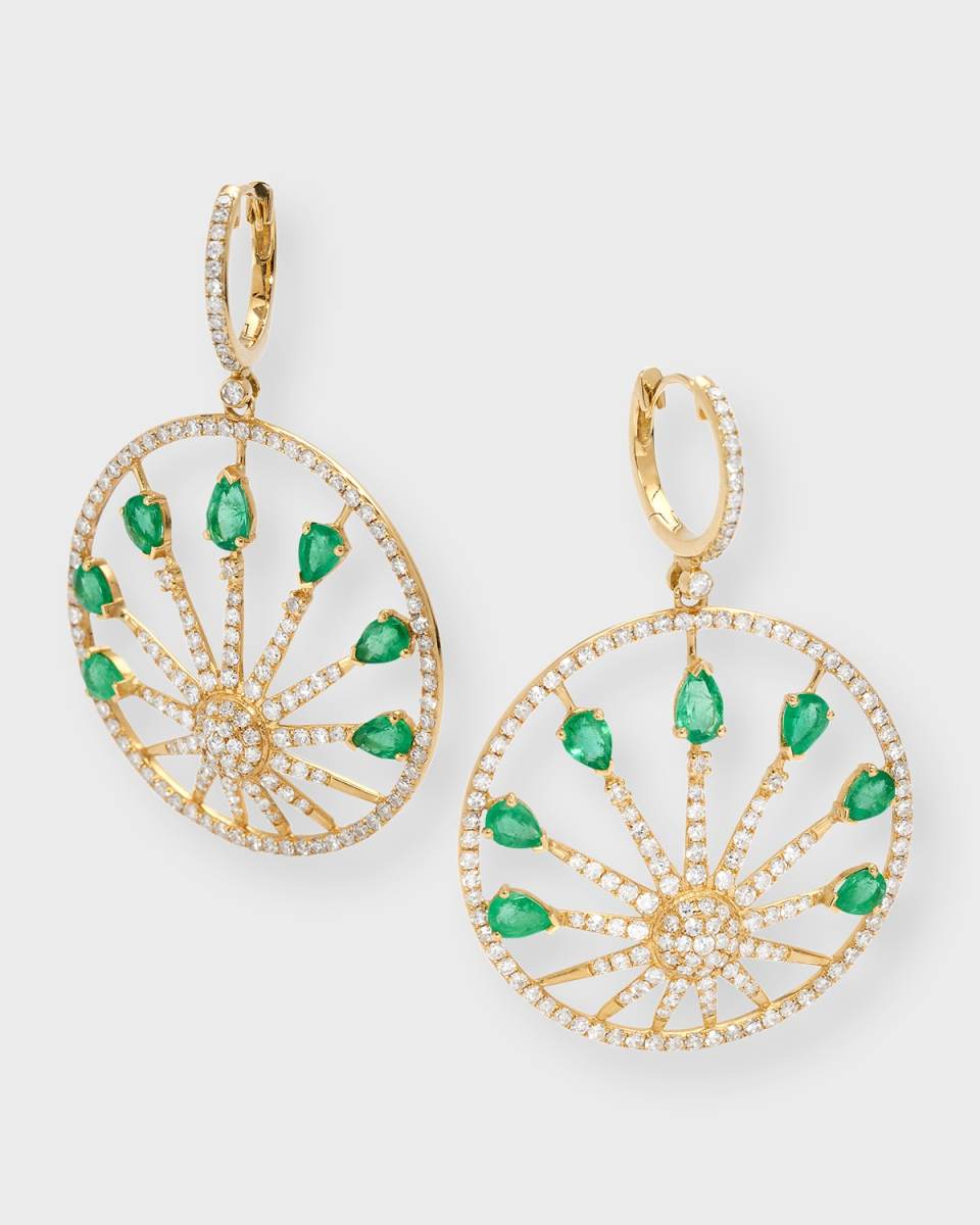 18K Yellow Gold Arinna Emerald and Diamond Earrings