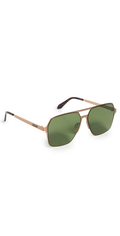 Quay Backstage Pass Sunglasses Brushed Bronze/Green Pol