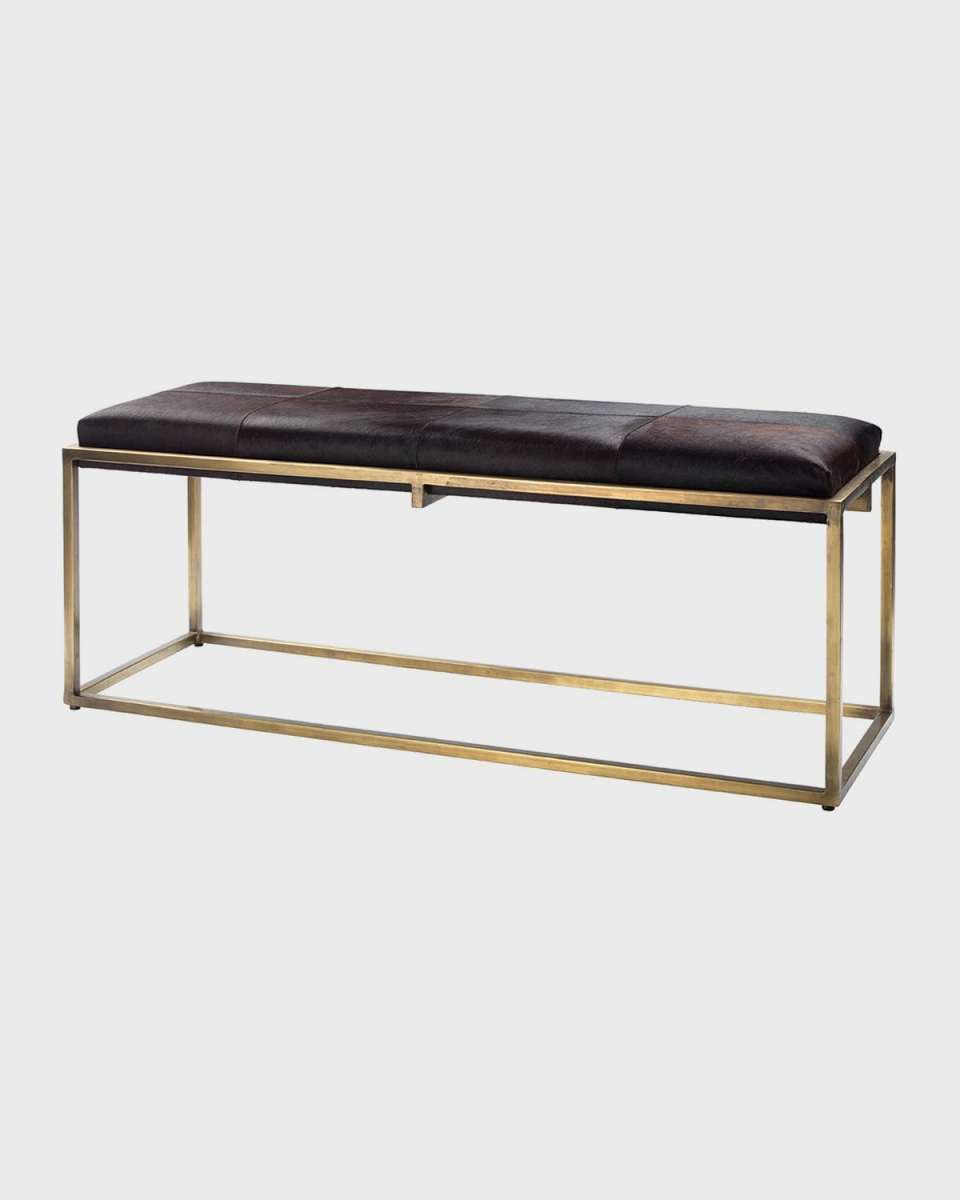 Shelby Espresso Hair Hide Bench