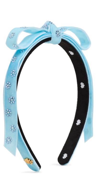 Lele Sadoughi Embellished Bardot Slim Ribbon Headband Blue