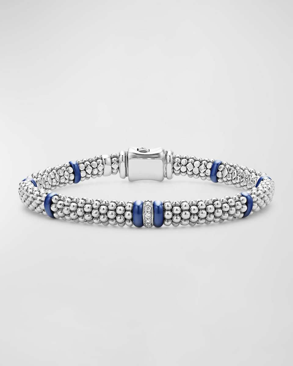 Blue Caviar Marine Ceramic and Diamond 1-Link Reverse 6mm Rope Bracelet
