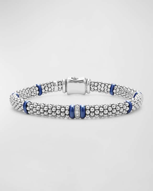 Blue Caviar Marine Ceramic and Diamond 1-Link Reverse 6mm Rope Bracelet