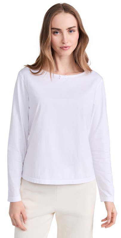 DONNI. The Jersey Bow Long Sleeve Tee Powder