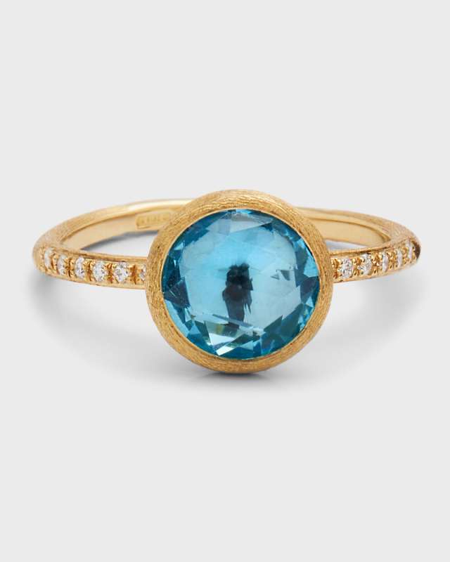 Jaipur Color 18K Gold Topaz & Diamond Stackable Ring, Size 7