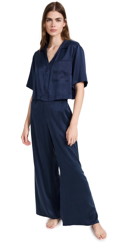 Lunya Washable Silk High Rise Pant Set Immersed Black