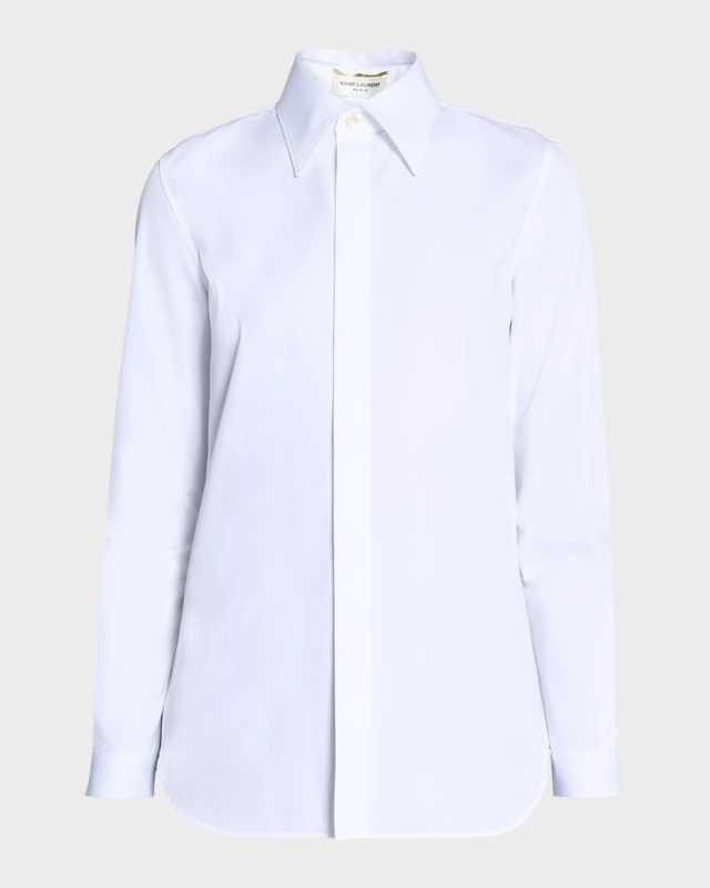 Cotton Button-Front Blouse