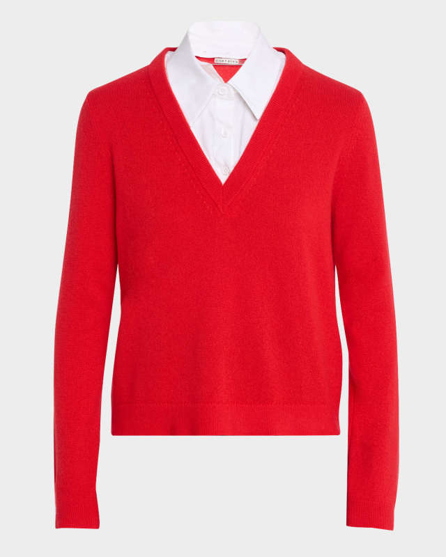 Denby Woven Collar Cashmere Pullover