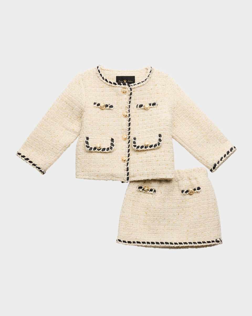 Girl's Two-Piece Tweed Jacket & Skirt Set, Size 2-10