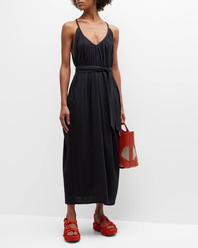 Sydney Belted Gauze Midi Dress