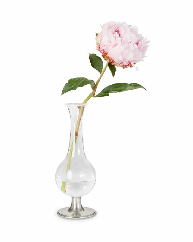 Pewter Footed Glass Vase