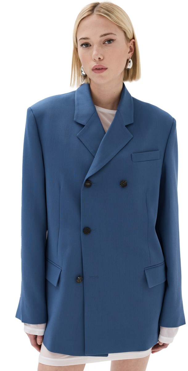 RECTO Cesare Double Breasted Tailored Jacket Smoke Blue