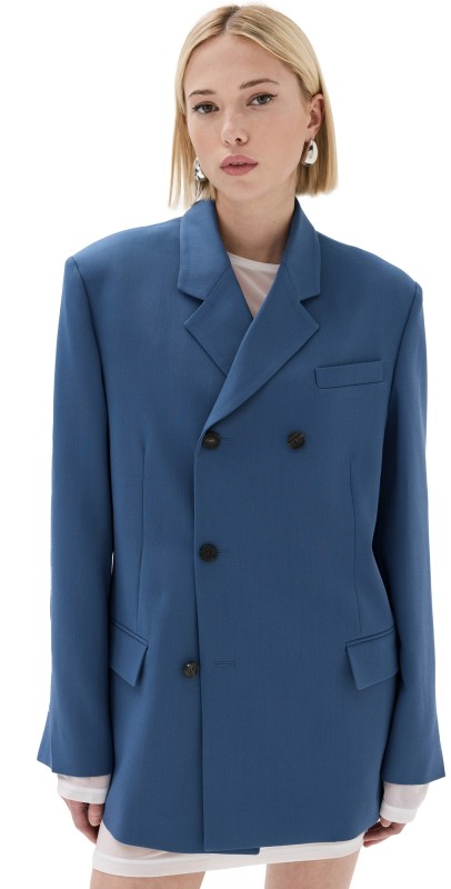 RECTO Cesare Double Breasted Tailored Jacket Smoke Blue