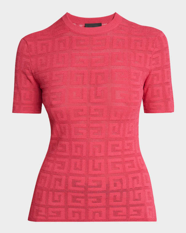 4G Monogram Lace Short-Sleeve Sweater
