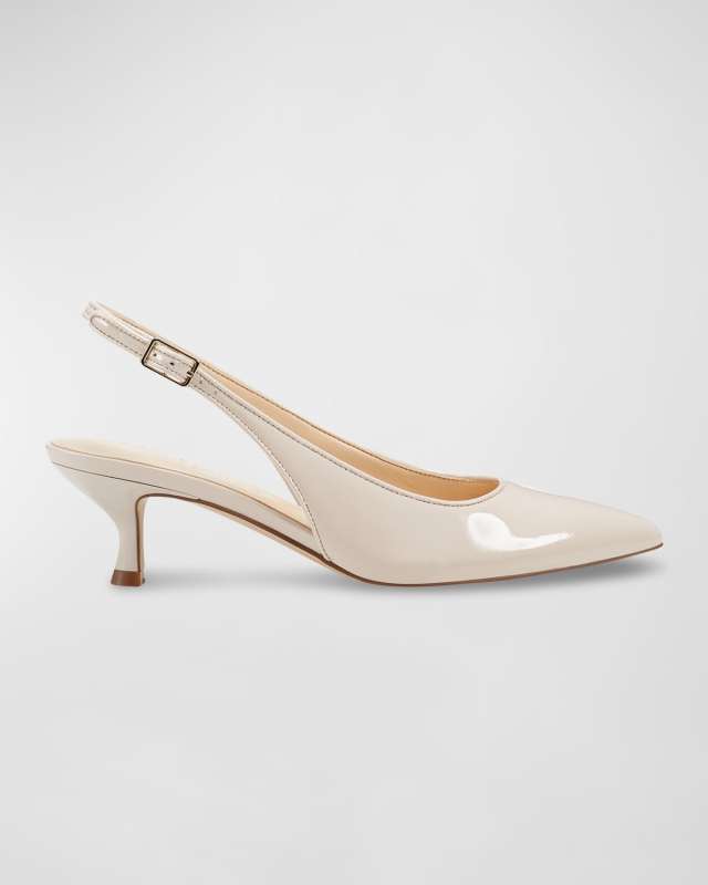 Larysa Patent Kitten-Heel Slingback Pumps