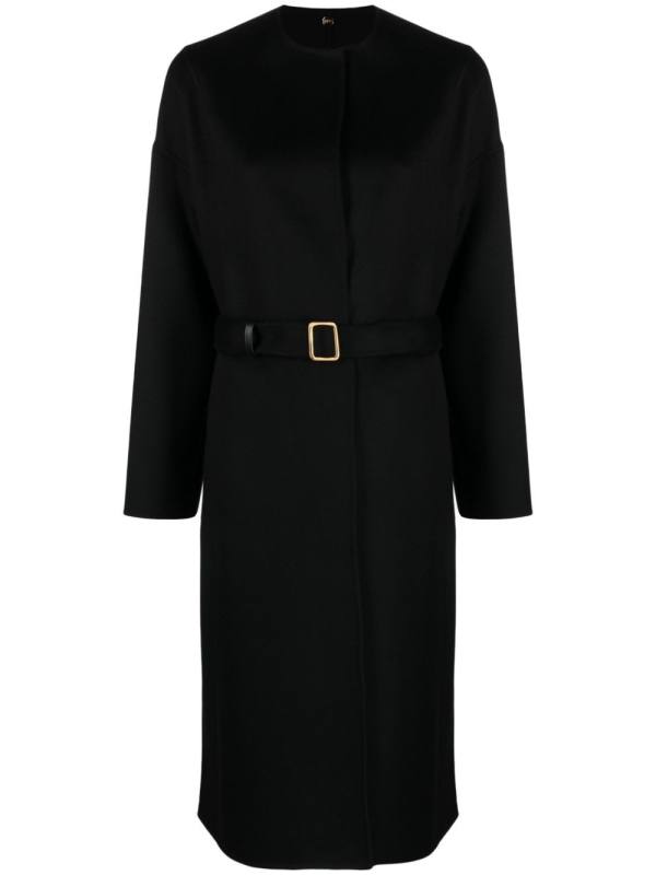belted wool-blend trench coat