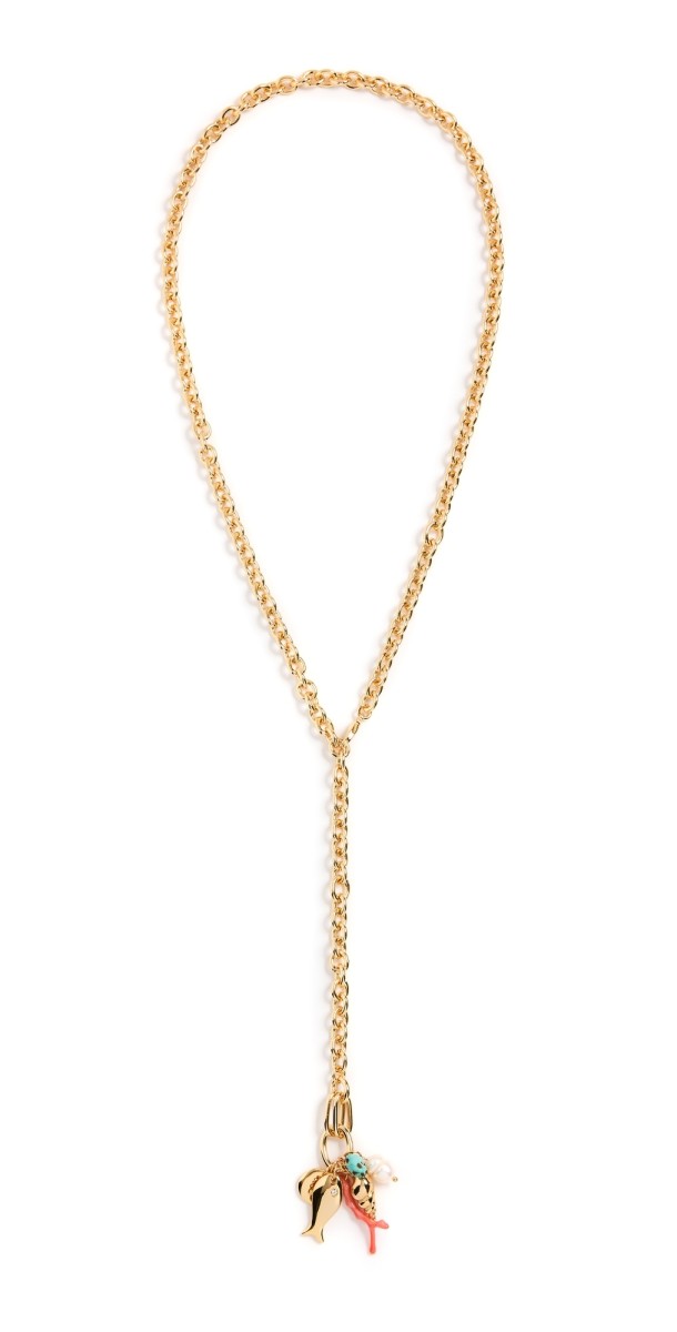 Roxanne Assoulin Collected Chain Lariat Necklace Shiny Gold