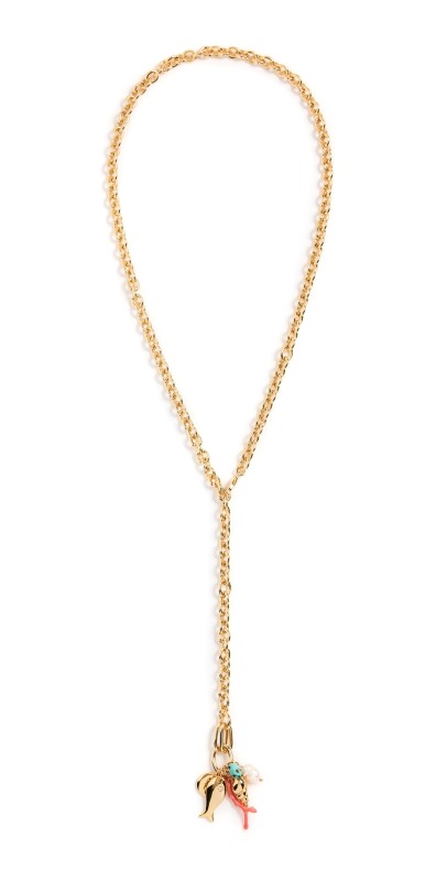 Roxanne Assoulin Collected Chain Lariat Necklace Shiny Gold