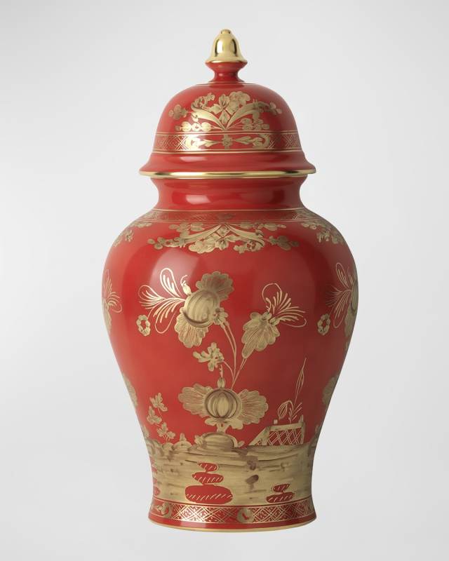 Red Oriente Italiano Potiche Lidded Vase