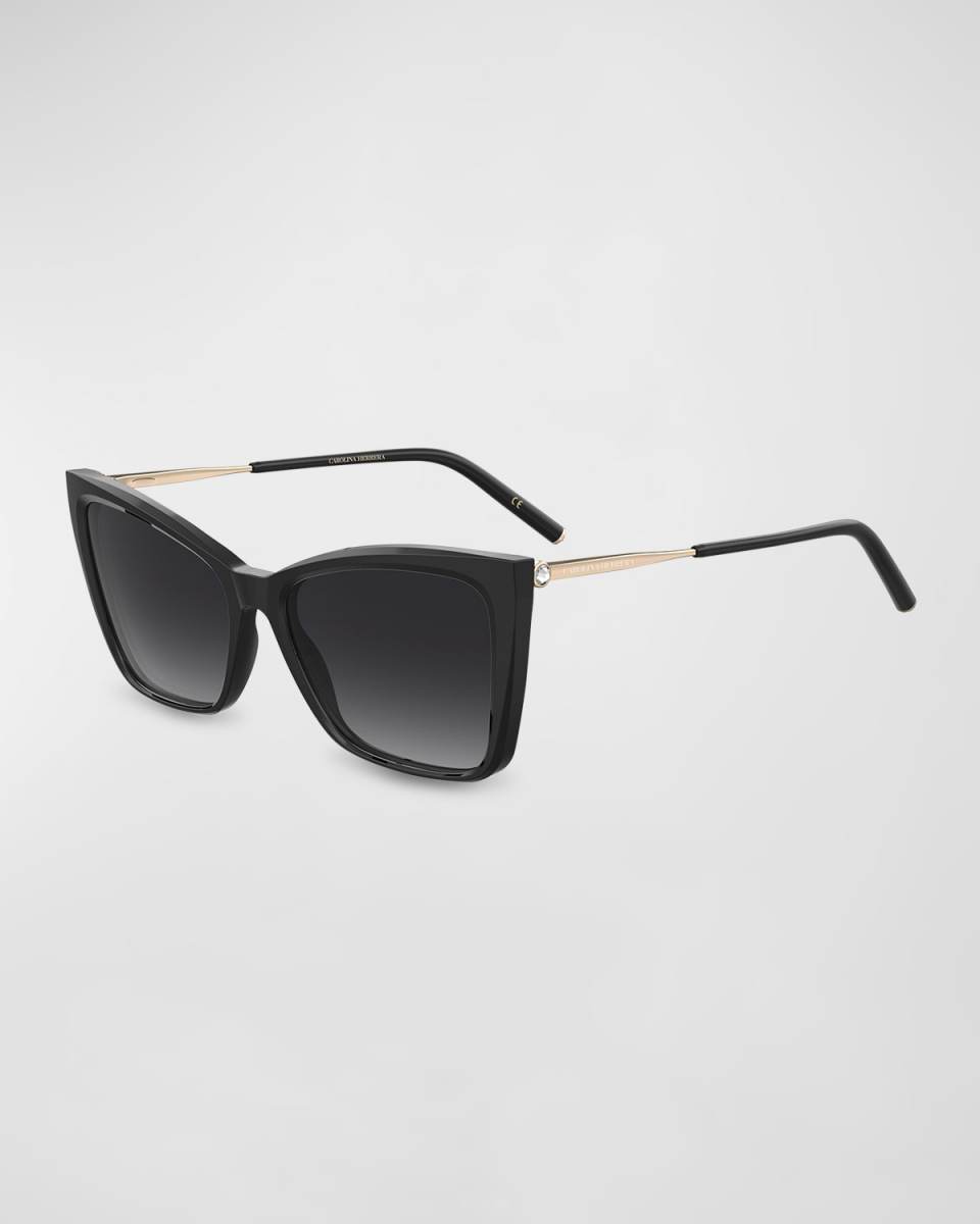 Embellished Patterned Mixed-Media Cat-Eye Sunglasses