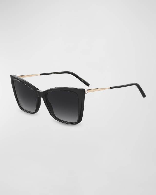 Embellished Patterned Mixed-Media Cat-Eye Sunglasses