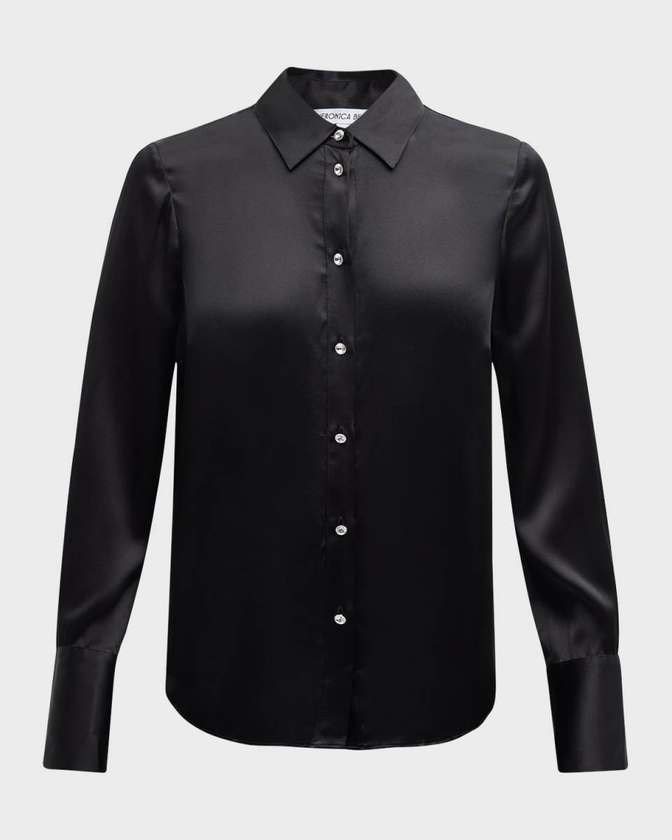 Monique Long-Sleeve Satin Top