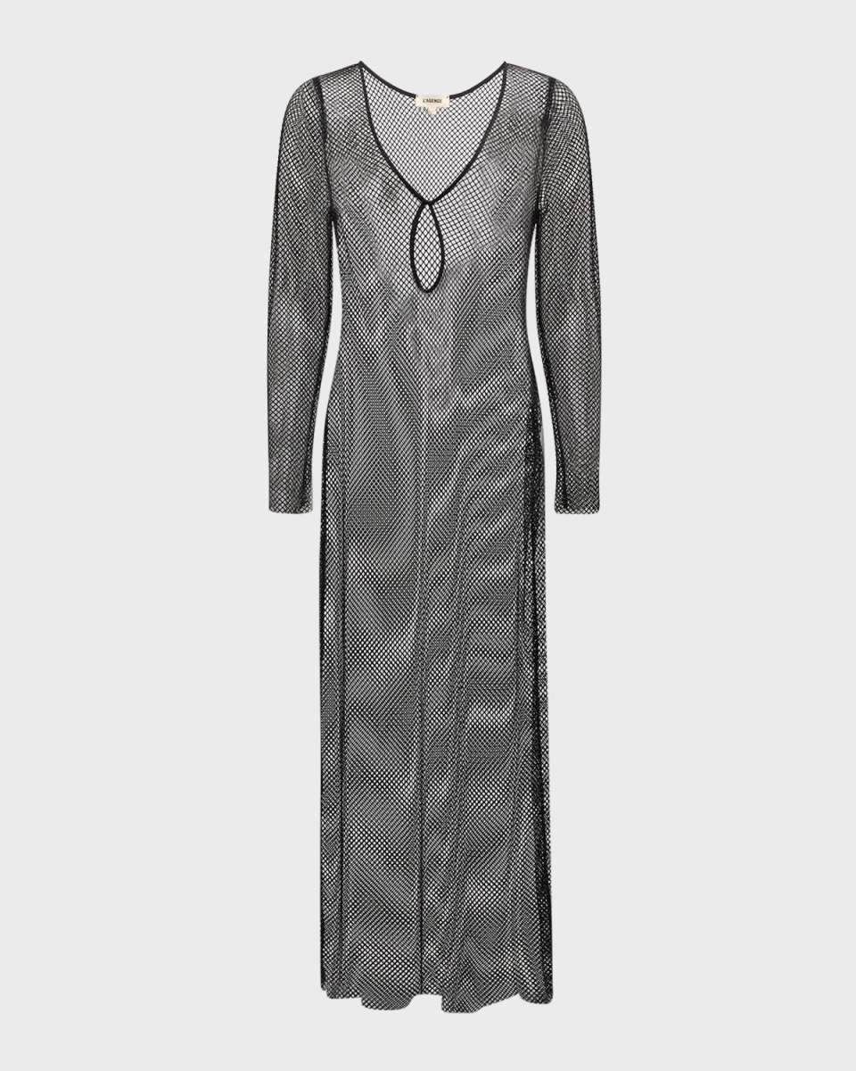 Sara Crystal Crochet Long-Sleeve Dress