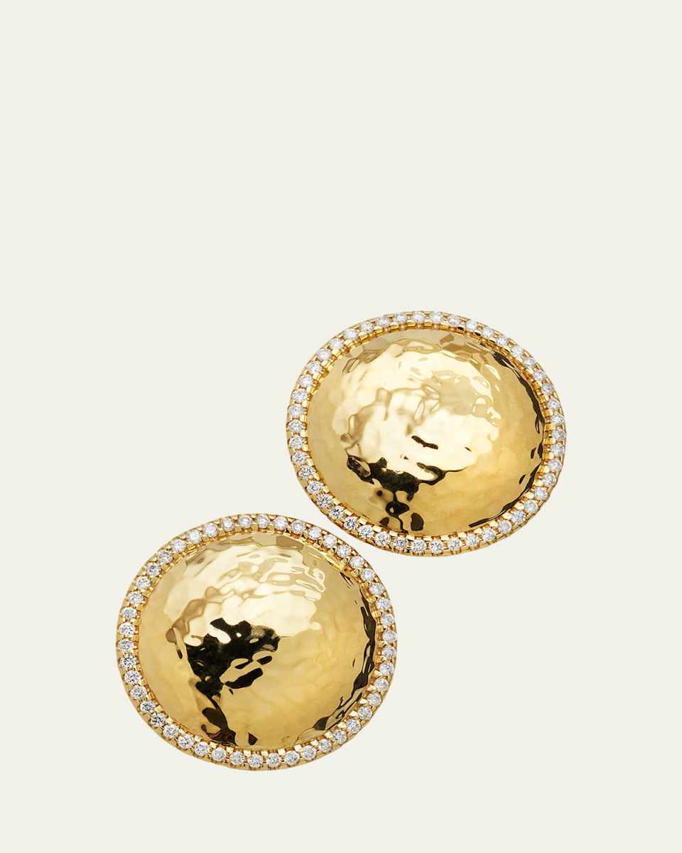 18K Stardust Goddess Hammered Dome Convertible Stud Earrings