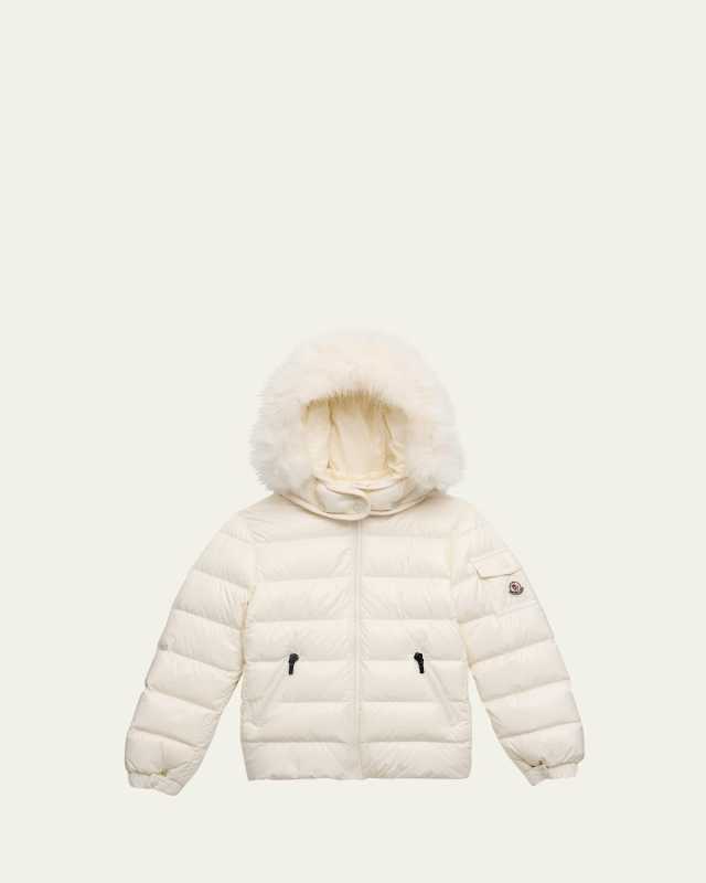Kids Bady Faux Fur Quilted Jacket, Size 4-6