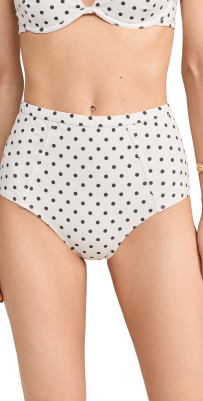 Reformation Azure Bikini Bottoms White Dot