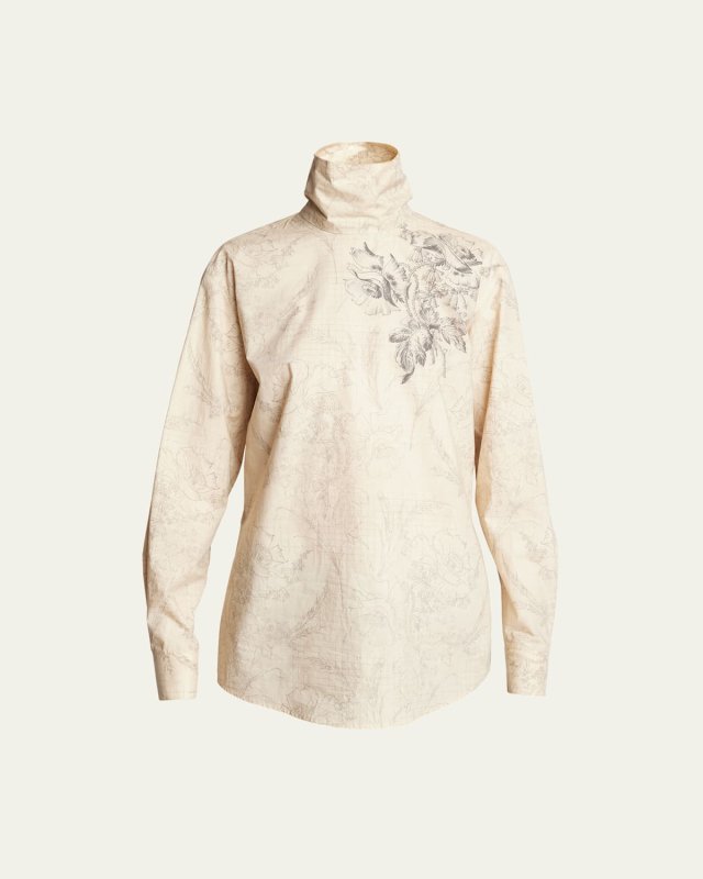Contisy Floral High-Neck Shirt