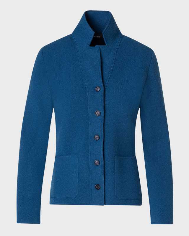 Cashmere Pique Knit Button-Front Cardigan