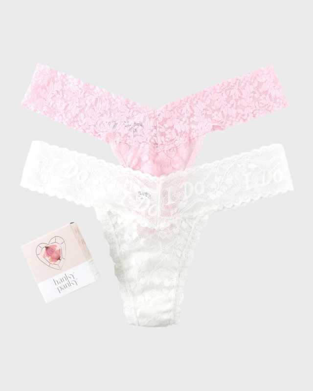 I Do Low-Rise Shimmer Lace Thong Two-Pack