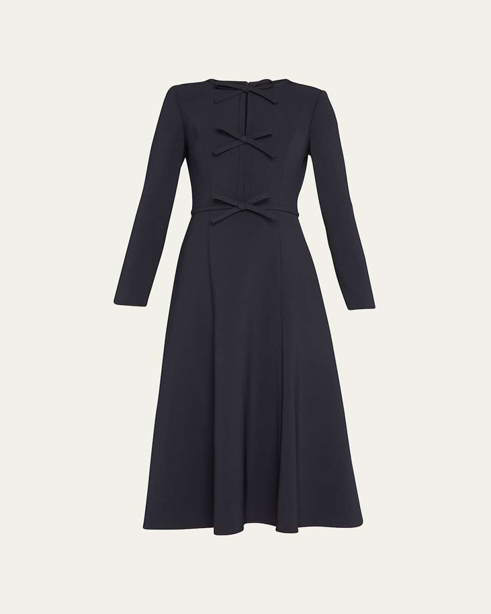 Triple Bow Keyhole-Front Midi Dress